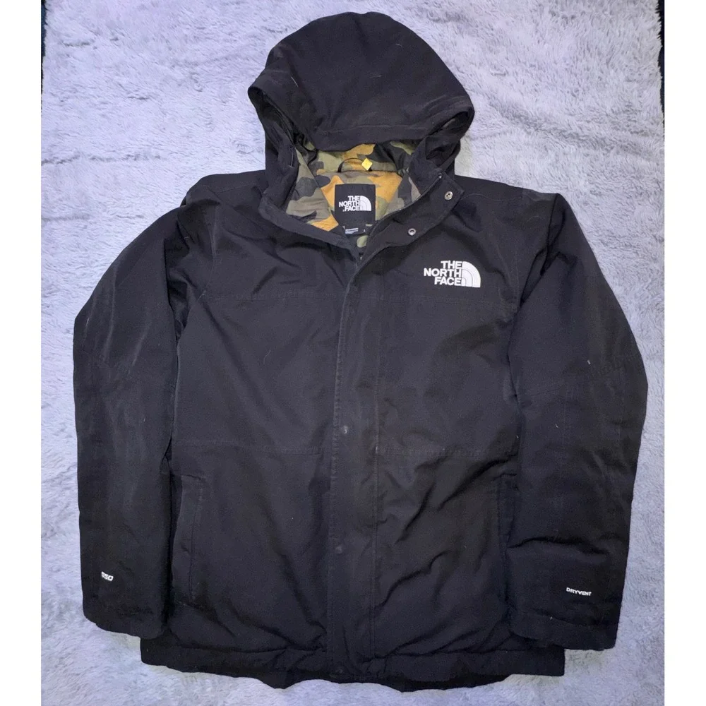 The North Face Men Large Balham 550 Down Warm Insulated Winter Jacket Black Camo - Picture 4 of 16